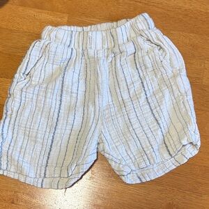 Zara Kids White and Blue Striped Shorts - Cotton - Elastic Waist - Size 3/4 Year